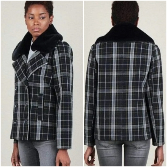 CURRENT AIR Anthro Plaid Double Breasted Coat - Picture 4 of 12